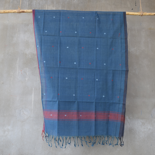 Indigo natural dye cotton handwoven srikakulam jamdani dupatta