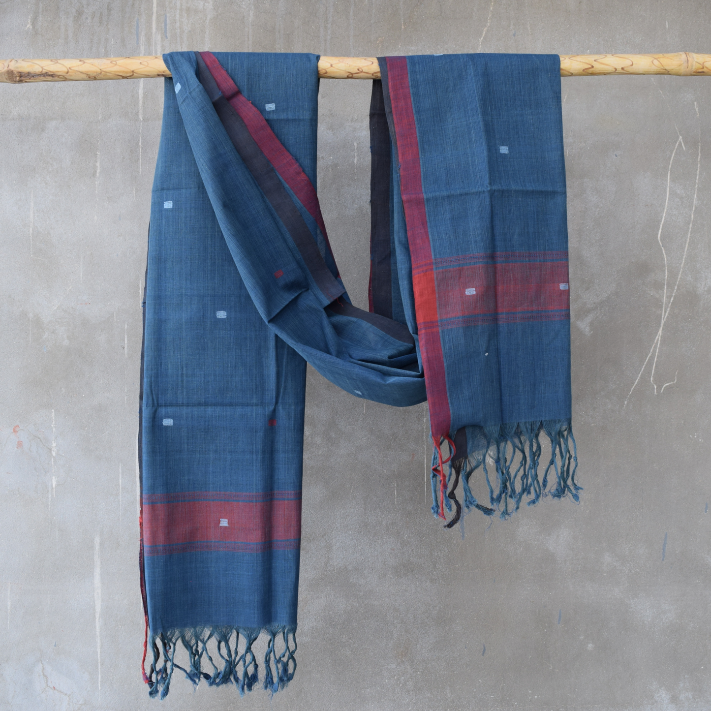 Indigo natural dye cotton handwoven srikakulam jamdani dupatta