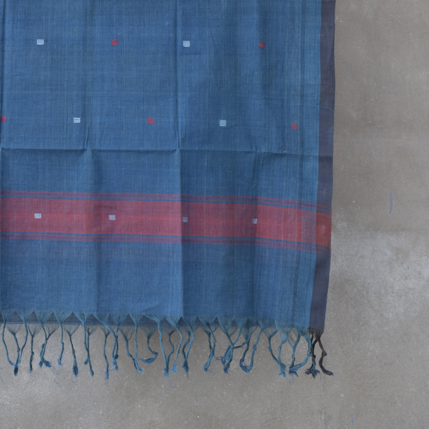 Indigo natural dye cotton handwoven srikakulam jamdani dupatta