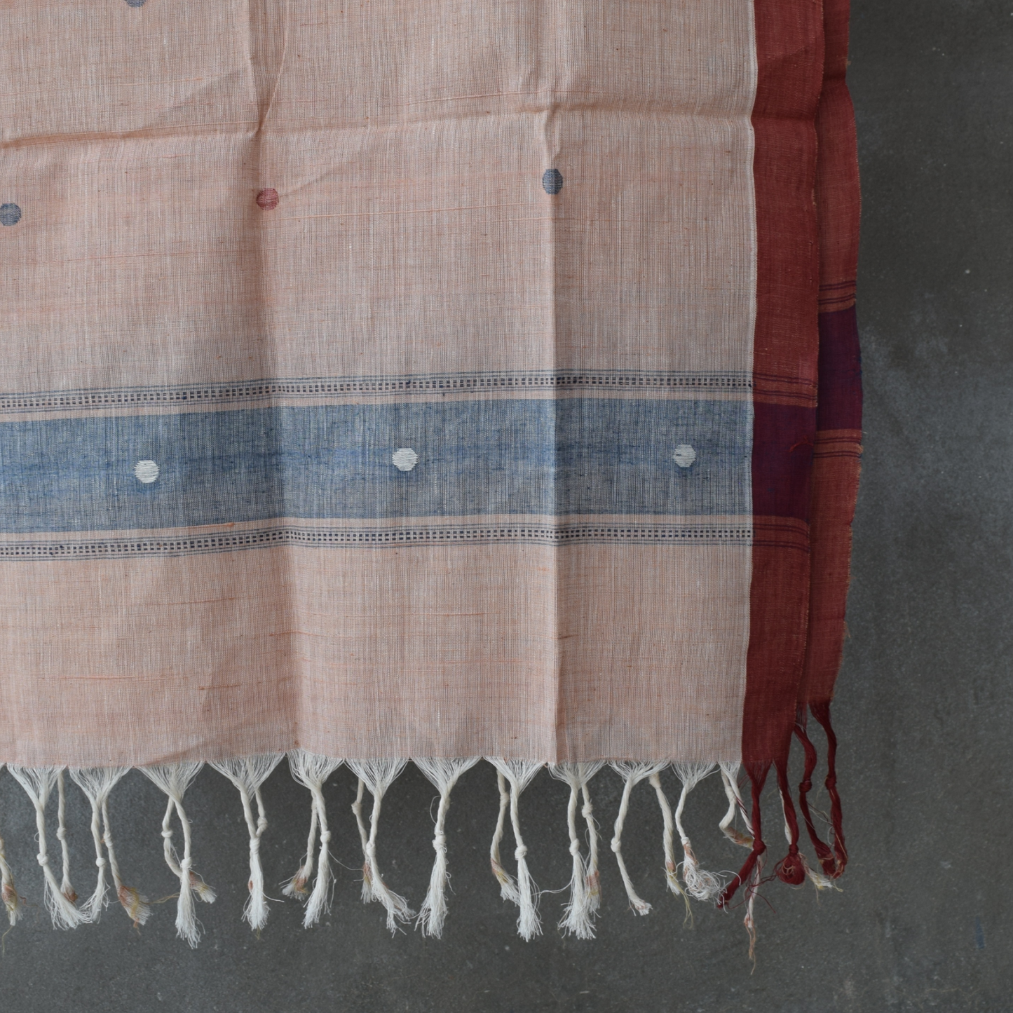 Pink natural dye cotton handwoven srikakulam jamdani dupatta