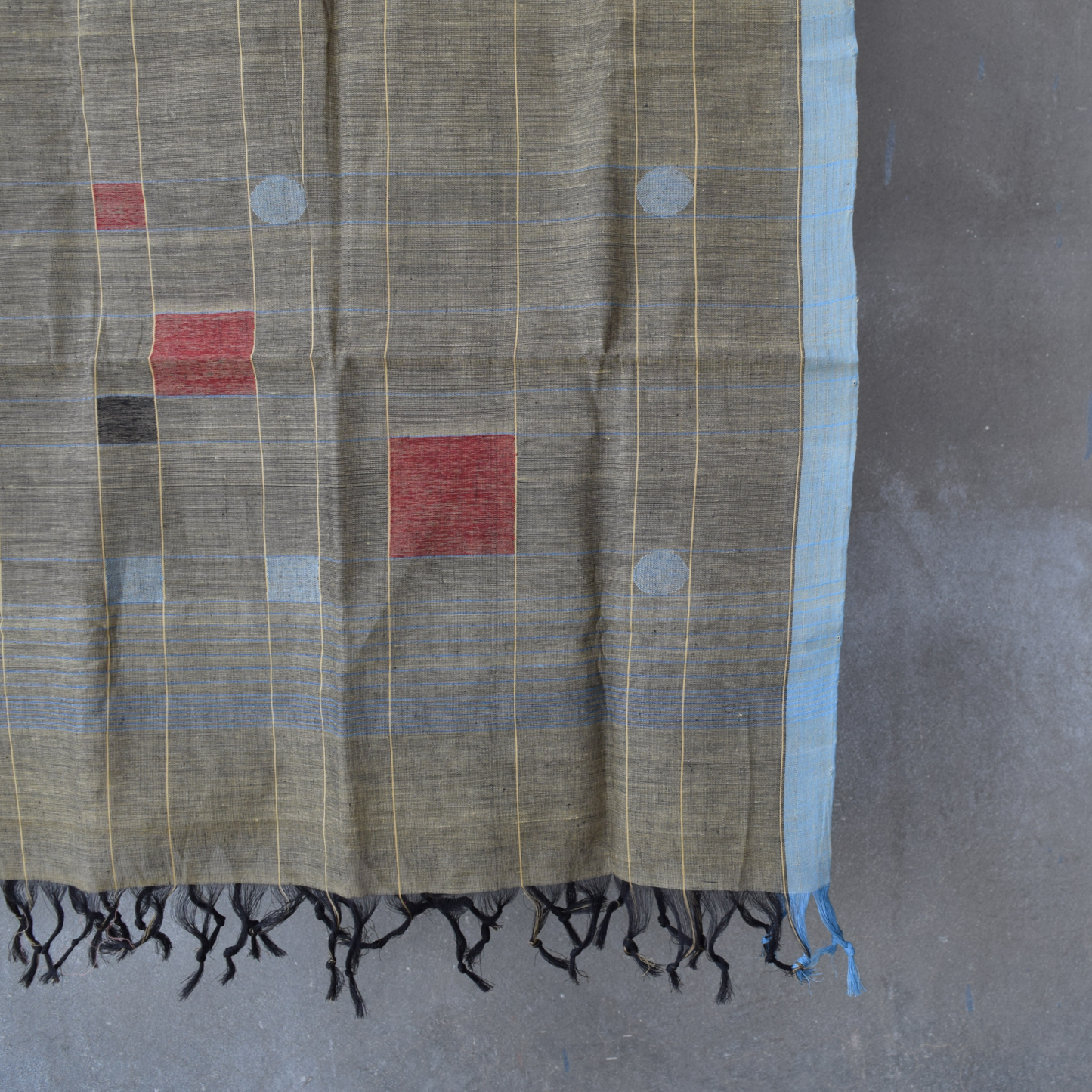 Green natural dye cotton handwoven srikakulam jamdani dupatta